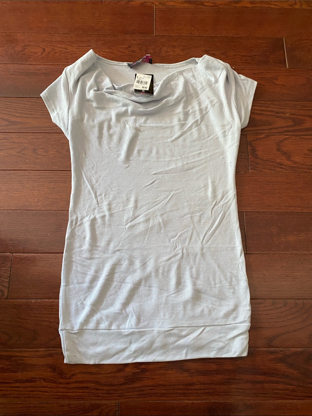 Light Blue Short Sleeve Knit Tee - Women